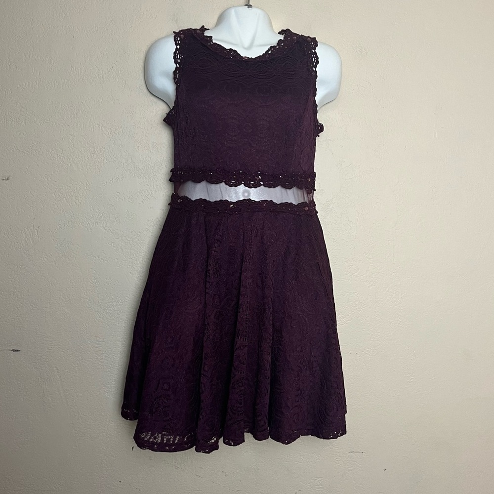 Jodi kristopher women burgundy‎ sleeveless party prom elegant dress size 11